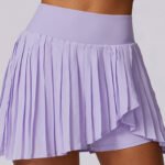 Light purple pleated custom tennis skirt with built-in shorts