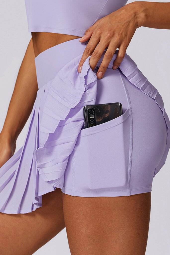 Light purple 2 in 1 custom tennis skirt with hidden pocket