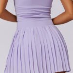 Light purple pleated custom tennis skirt with high waistband