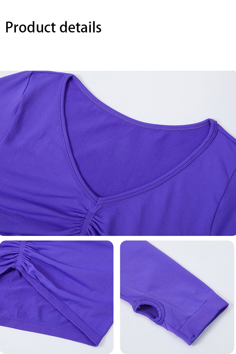 seamless v neck long sleeve top