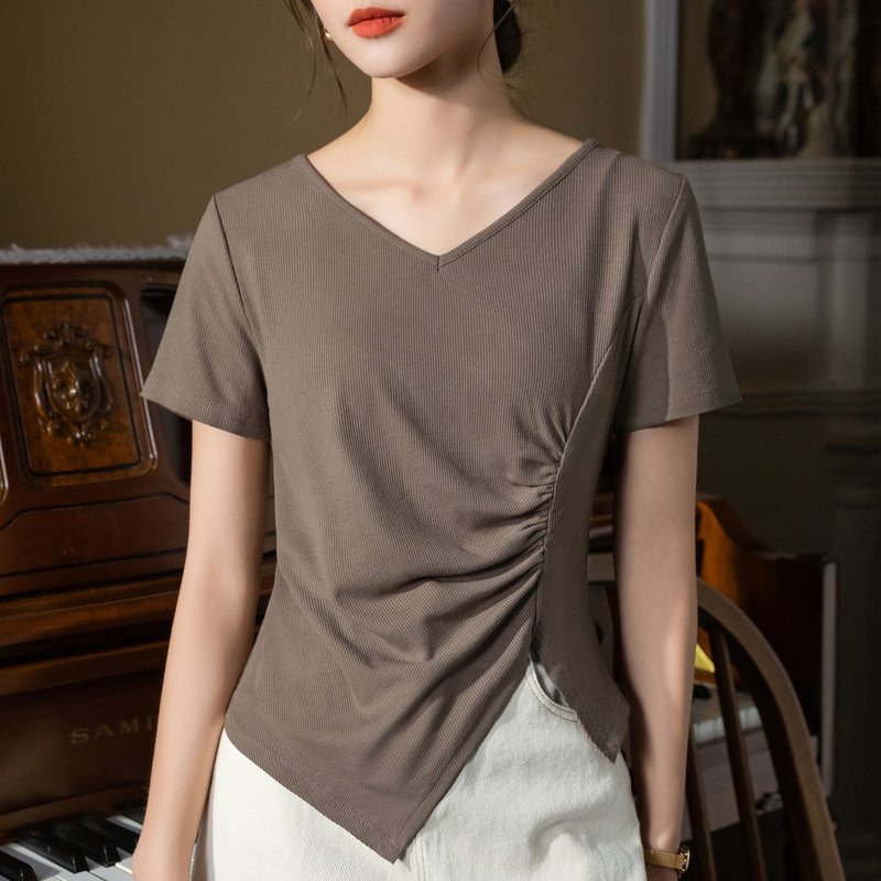 Explore Diverse T Shirt Styles and Find Your Perfect Fit Asymmetrical Hem Tee-Yuanyi Apparel