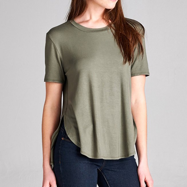 Explore Diverse T Shirt Styles and Find Your Perfect Fit High Low Hem Tee-Yuanyi Apparel